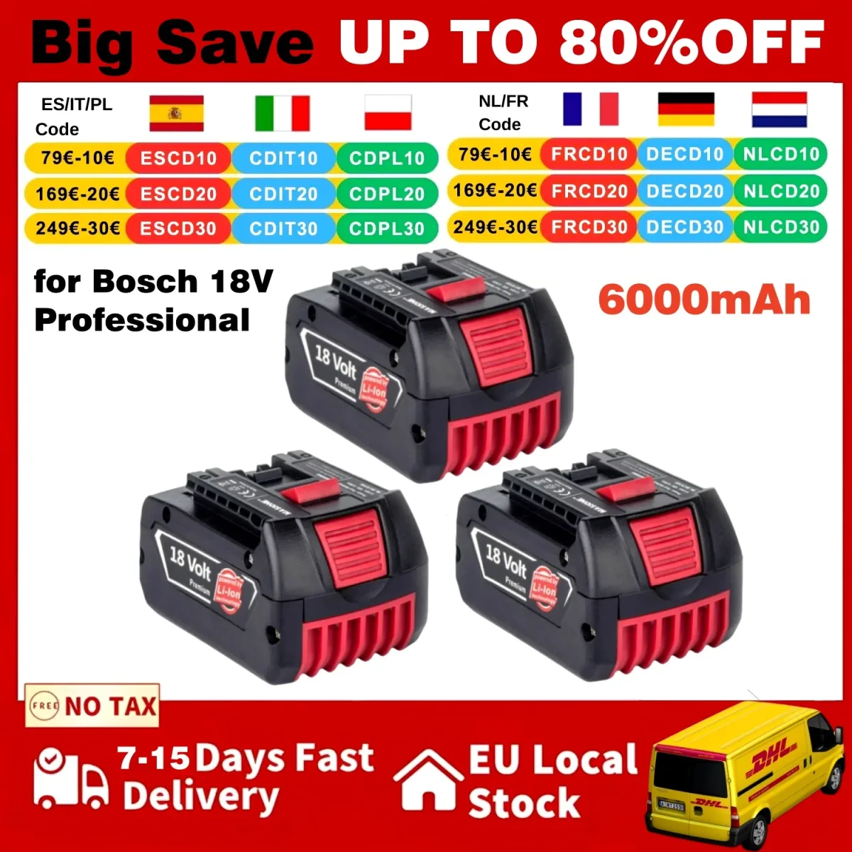 Batterie Li-ion 18 V 6000 mAh pour perceuse