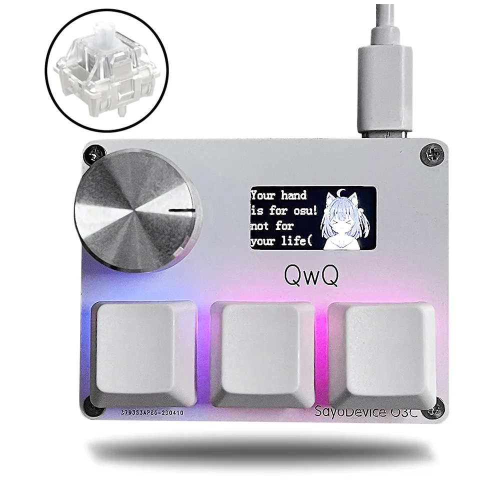Mini-clavier filaire blanc à écran couleur