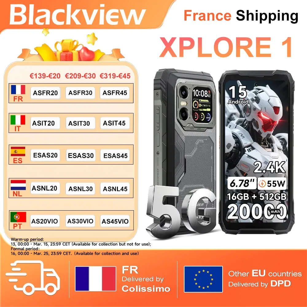 Smartphone robuste 5G, 512 Go