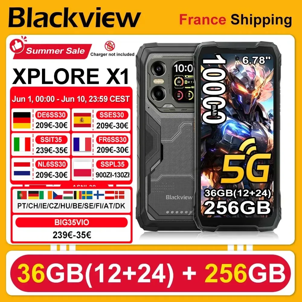 Smartphone robuste 5G double SIM 10000 mAh