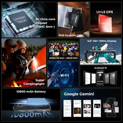 Smartphone robuste 5G rouge et noir – image 2