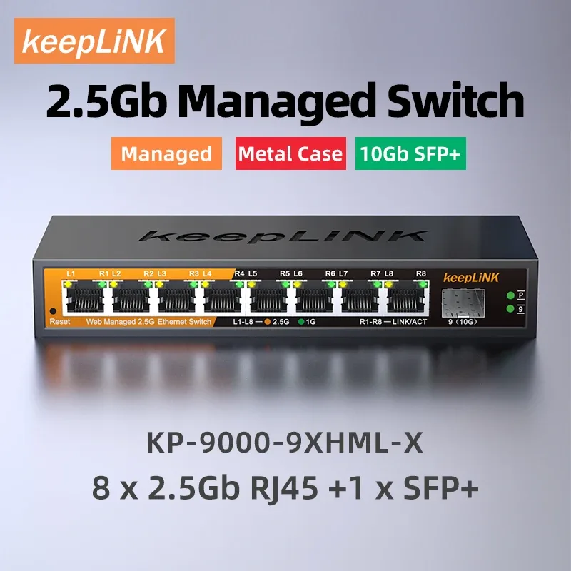 Switch réseau 9 ports 2,5 GbE et SFP+ métal